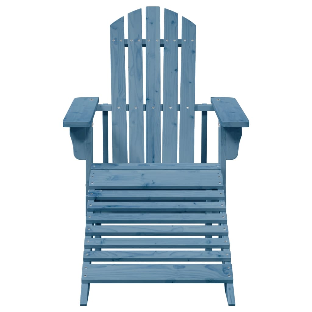 Blue Solid Wood Adirondack Chair with Ottoman - Fir Material