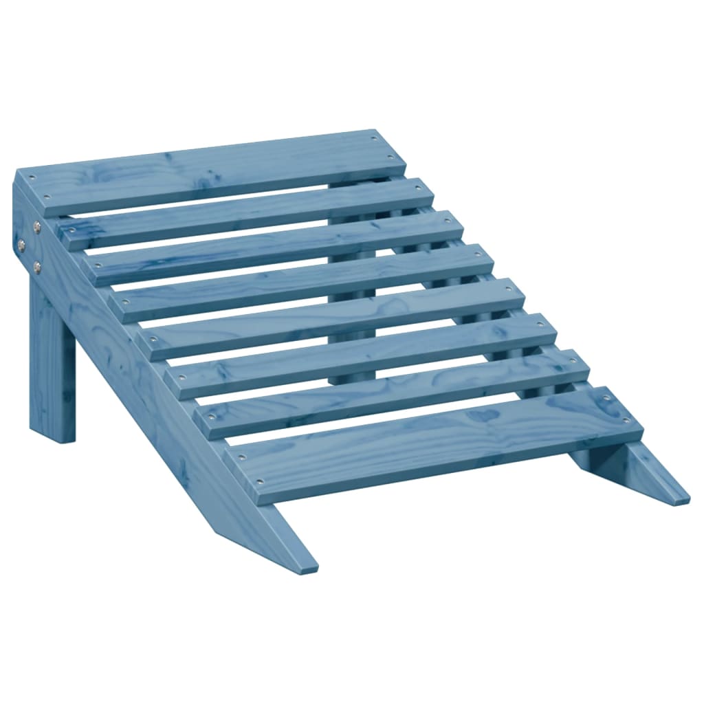 Blue Solid Wood Adirondack Chair with Ottoman - Fir Material
