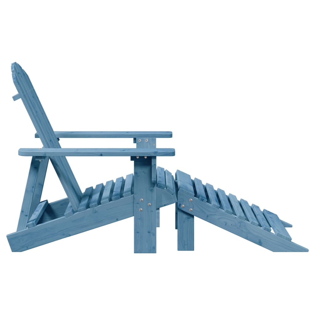 Blue Solid Wood Adirondack Chair with Ottoman - Fir Material