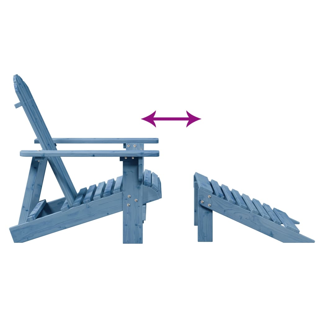 Blue Solid Wood Adirondack Chair with Ottoman - Fir Material