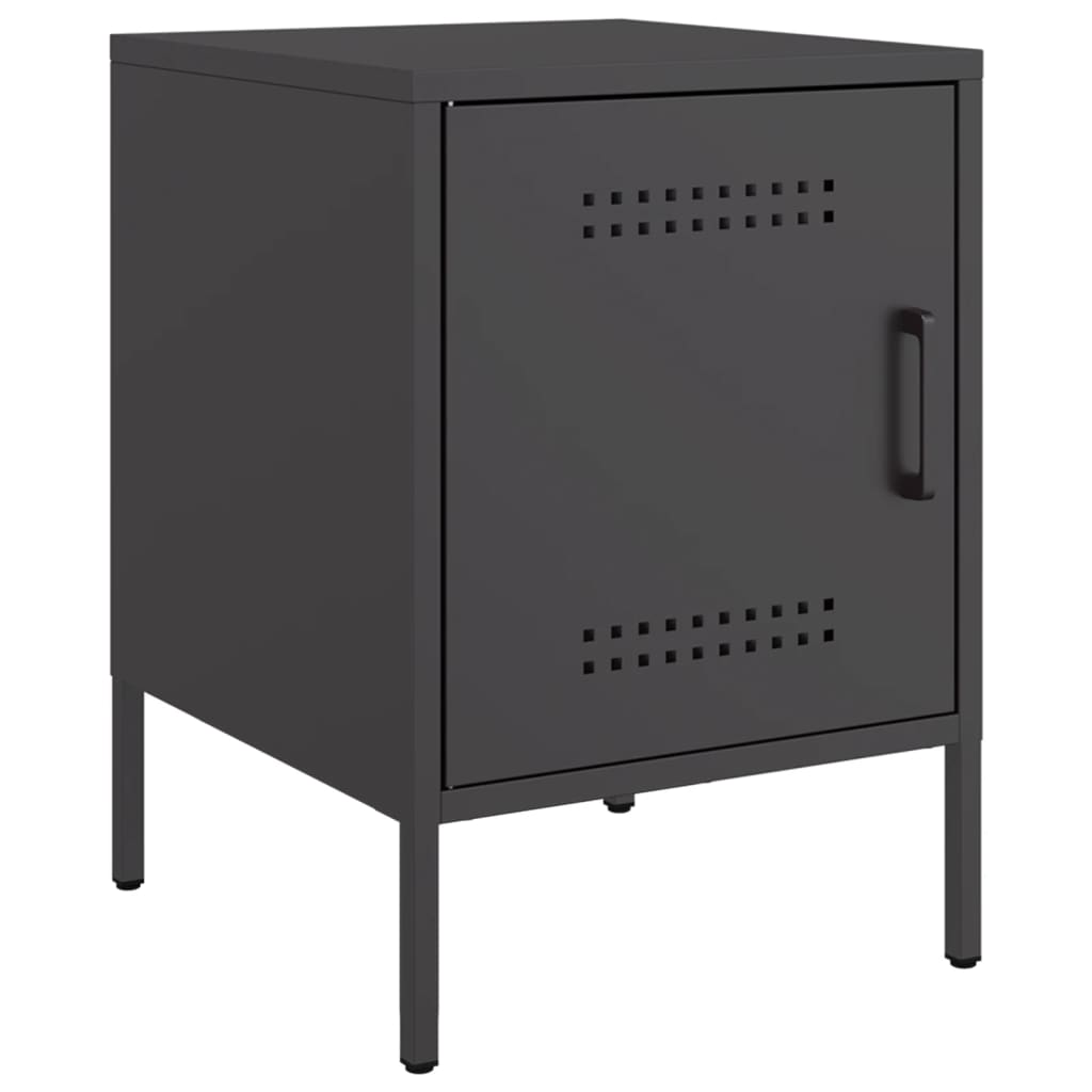 Set of 2 Black Steel Bedside Cabinets 36x39x50.5 cm
