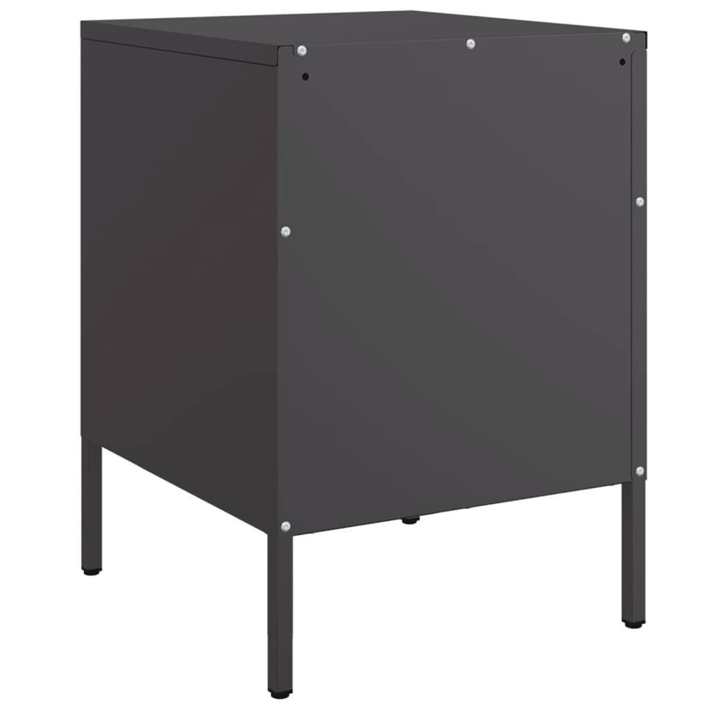 Set of 2 Black Steel Bedside Cabinets 36x39x50.5 cm