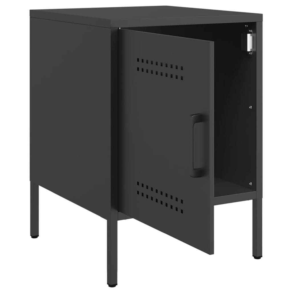 Set of 2 Black Steel Bedside Cabinets 36x39x50.5 cm