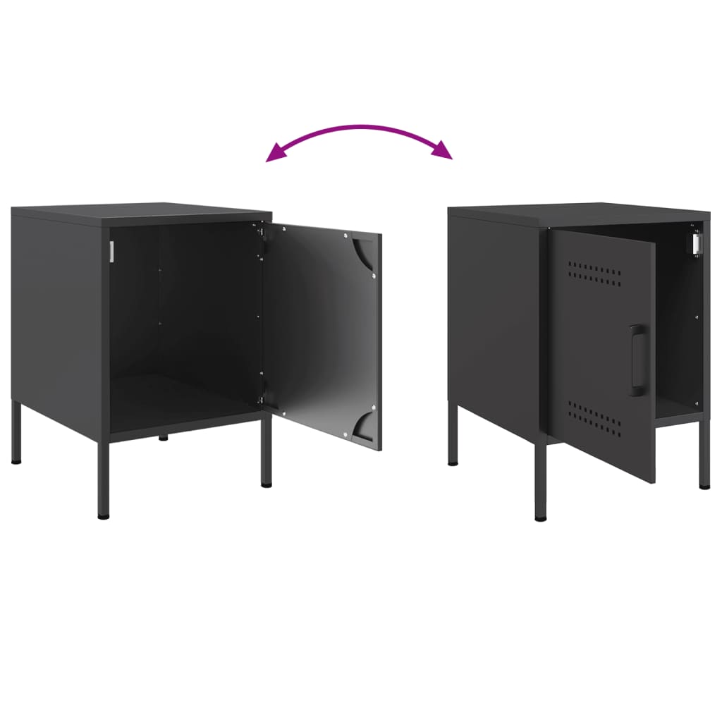 Set of 2 Black Steel Bedside Cabinets 36x39x50.5 cm