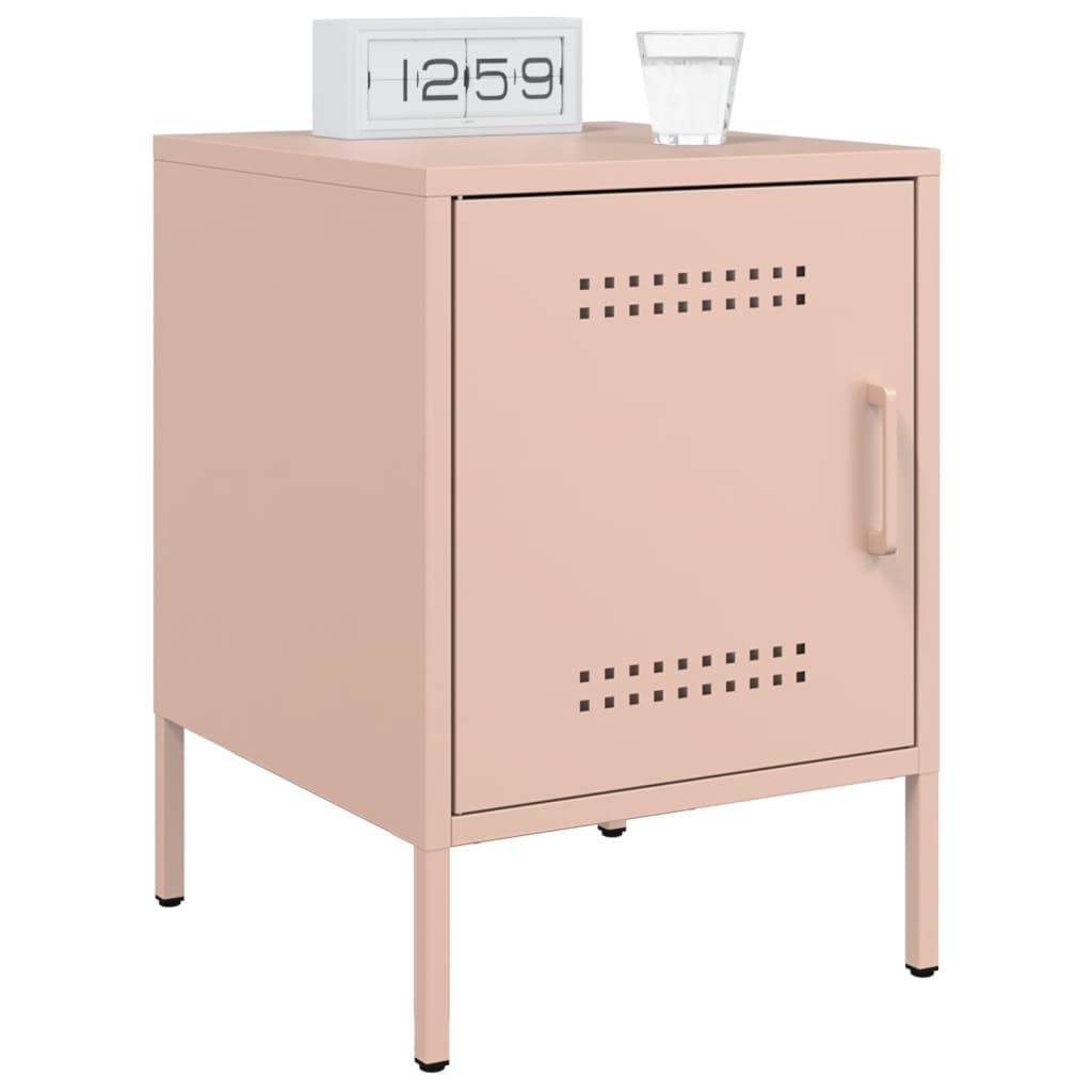 Pink Steel Bedside Cabinet - 36x39x50.5 cm Sturdy & Stylish