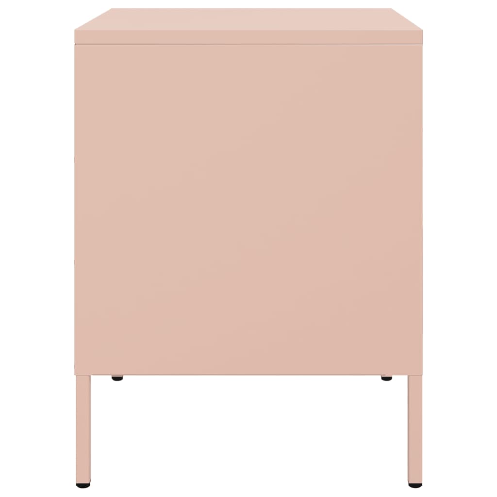 Pink Steel Bedside Cabinet - 36x39x50.5 cm Sturdy & Stylish