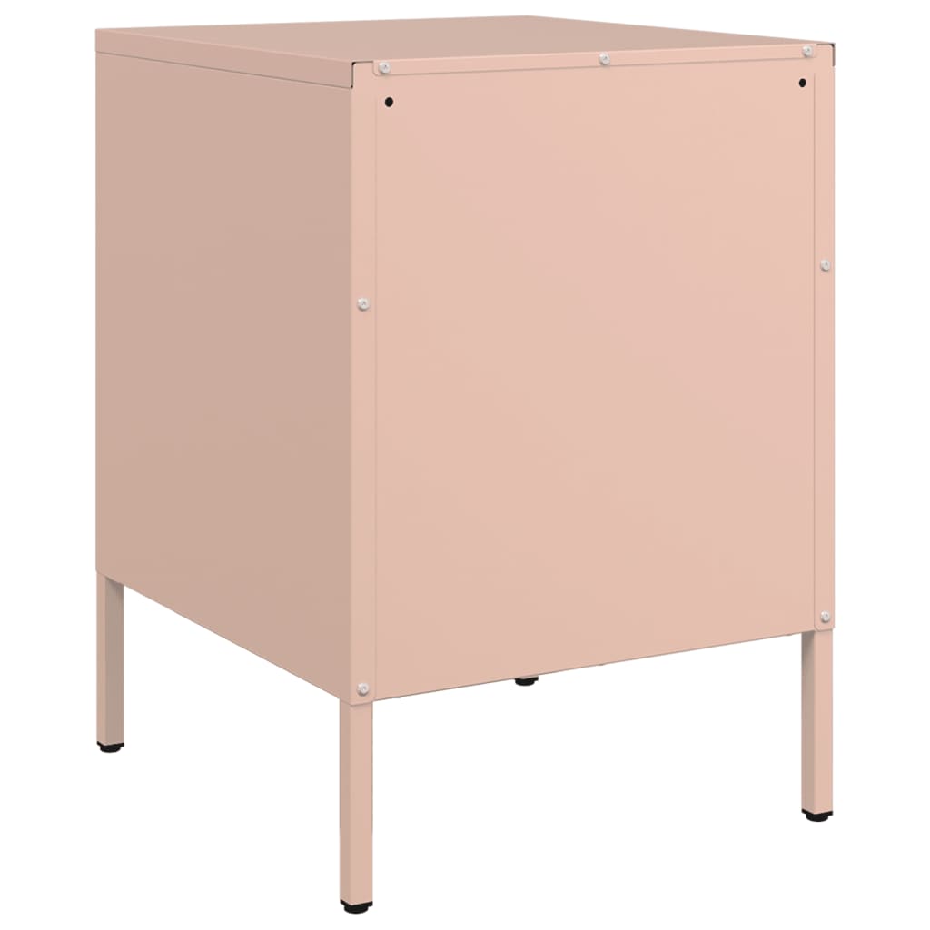 Pink Steel Bedside Cabinet - 36x39x50.5 cm Sturdy & Stylish