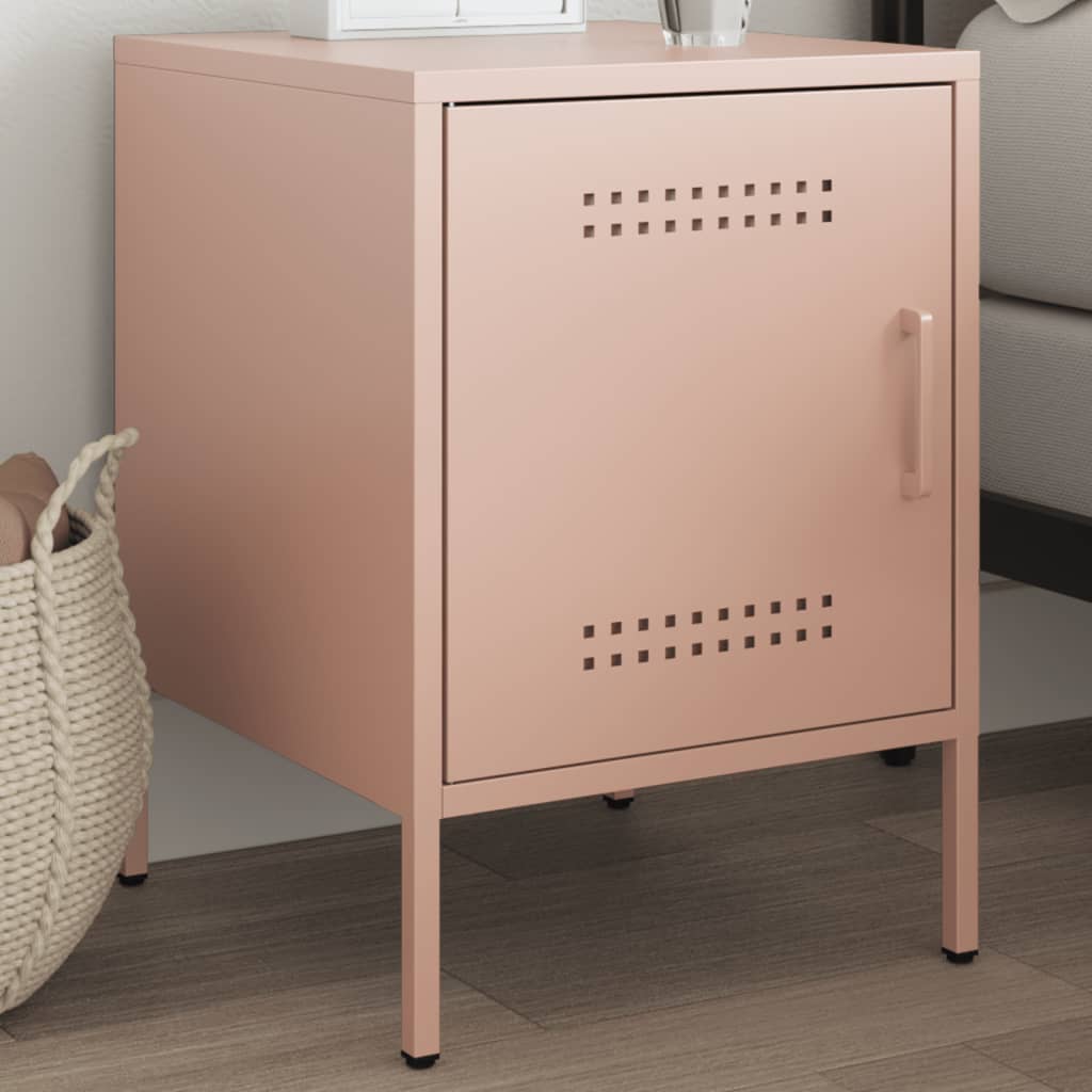 Pink Steel Bedside Cabinet - 36x39x50.5 cm Sturdy & Stylish