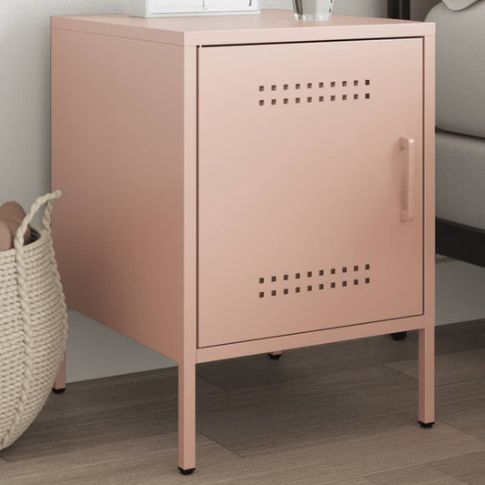 Pink Steel Bedside Cabinet - 36x39x50.5 cm Sturdy & Stylish