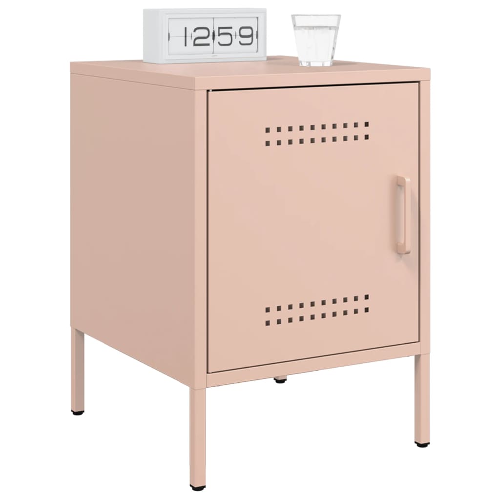 Pink Steel Bedside Cabinets, Set of 2, 36x39x50.5 cm