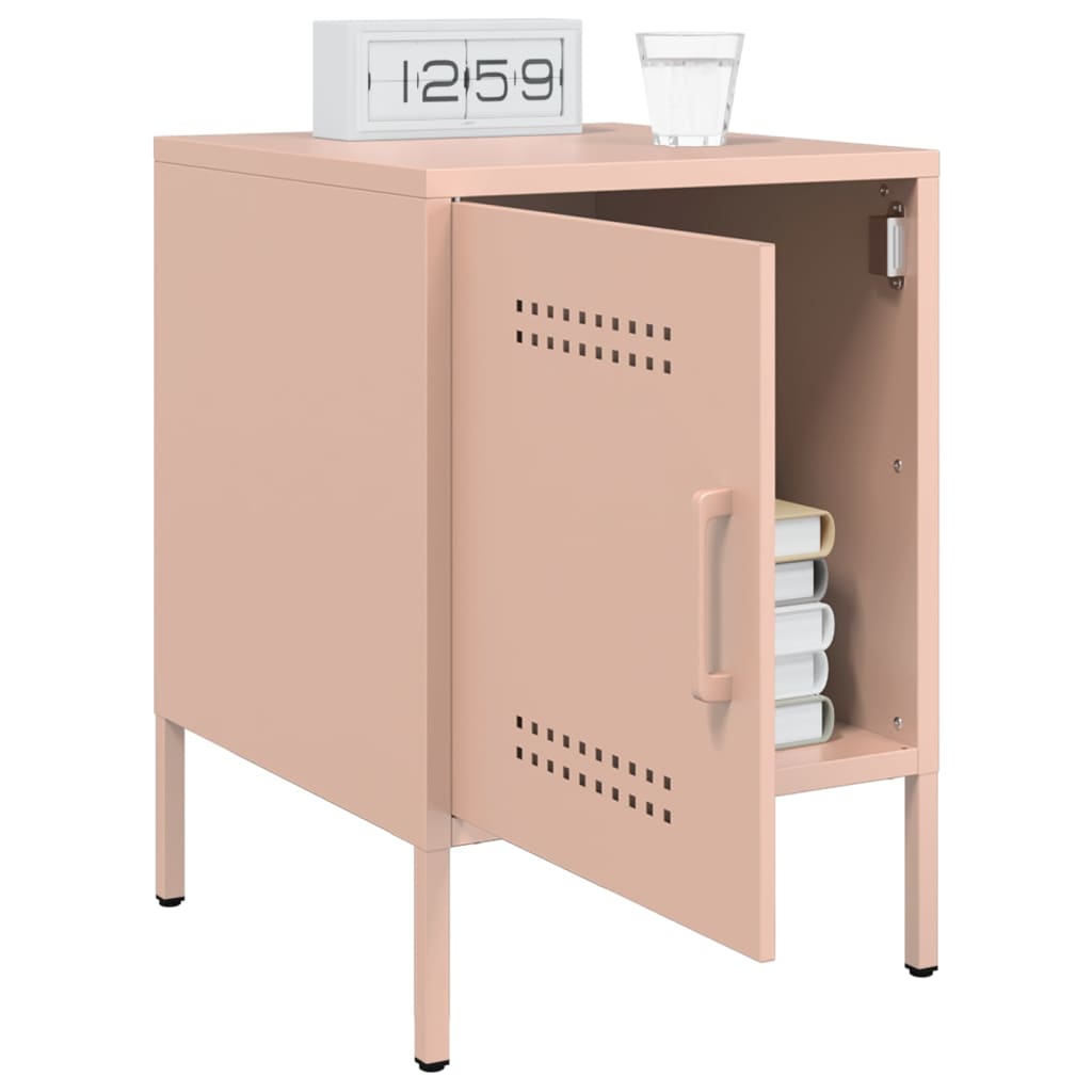 Pink Steel Bedside Cabinets, Set of 2, 36x39x50.5 cm
