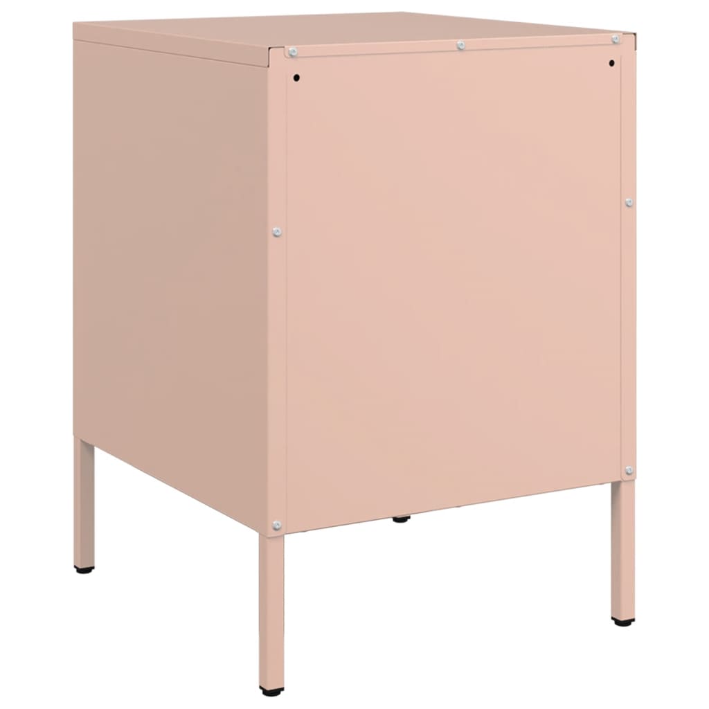 Pink Steel Bedside Cabinets, Set of 2, 36x39x50.5 cm