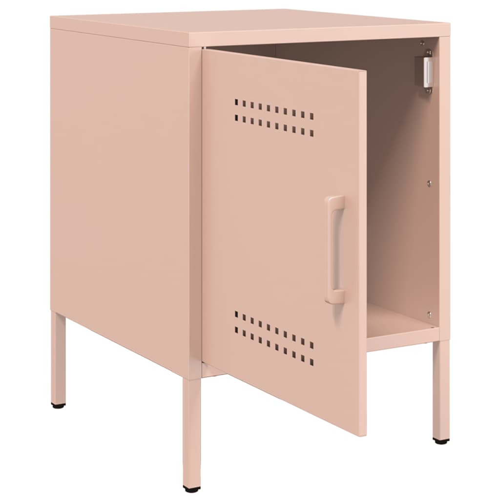 Pink Steel Bedside Cabinets, Set of 2, 36x39x50.5 cm