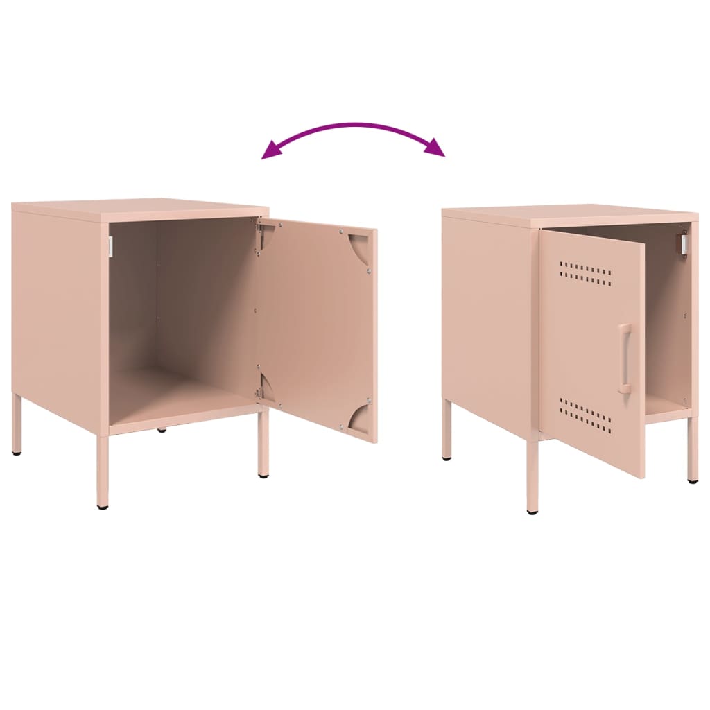 Pink Steel Bedside Cabinets, Set of 2, 36x39x50.5 cm