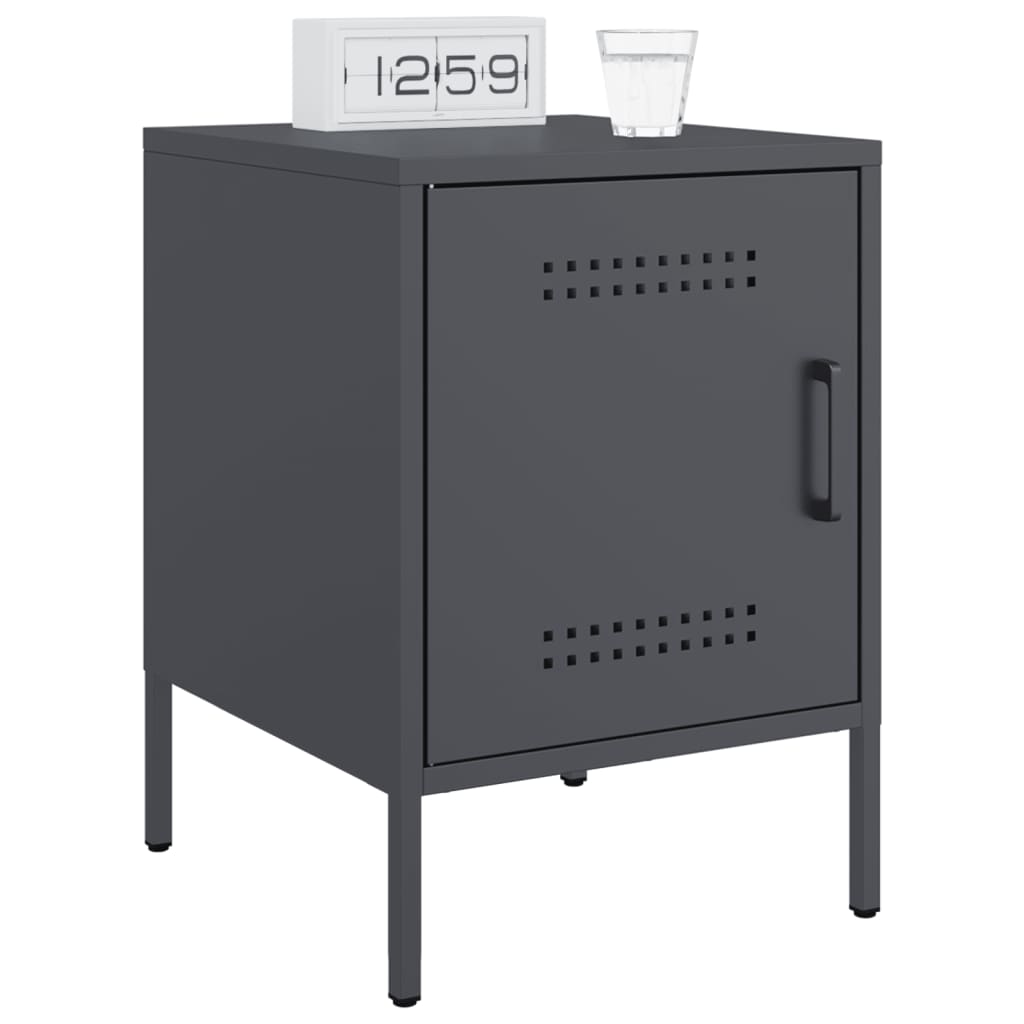 Anthracite Steel Bedside Cabinets 2 pcs - 36x39x50.5 cm