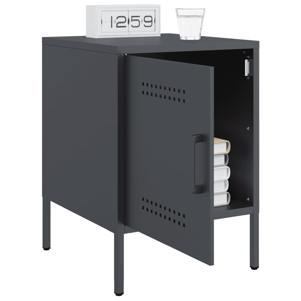 Anthracite Steel Bedside Cabinets 2 pcs - 36x39x50.5 cm