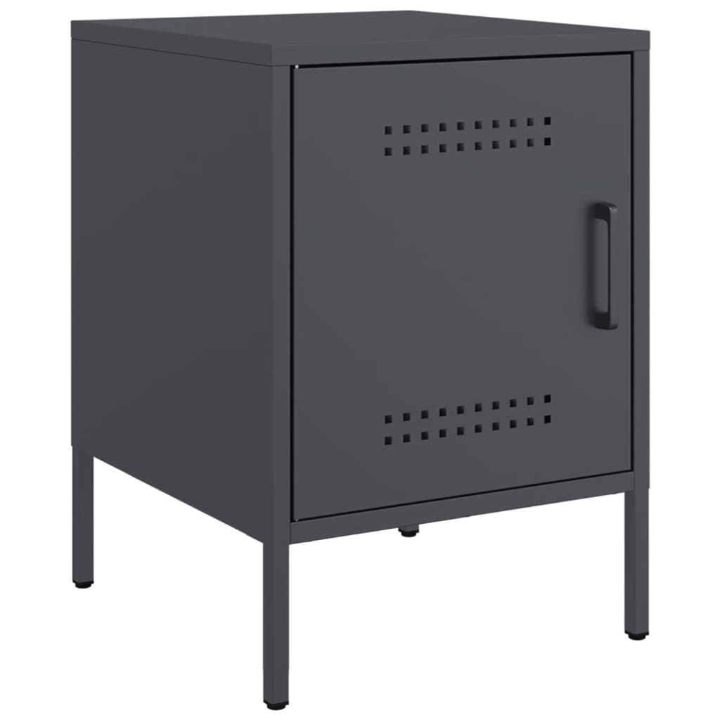 Anthracite Steel Bedside Cabinets 2 pcs - 36x39x50.5 cm