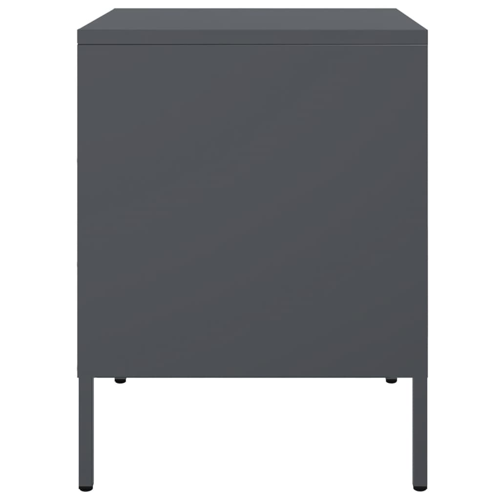 Anthracite Steel Bedside Cabinets 2 pcs - 36x39x50.5 cm