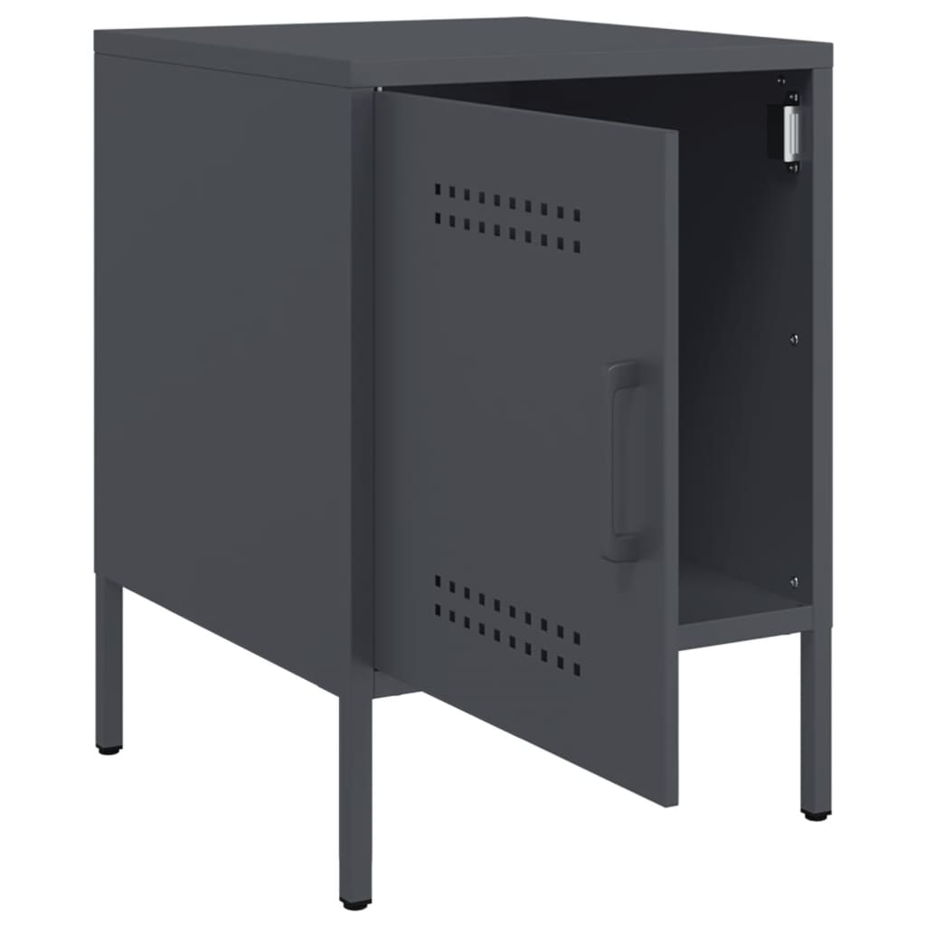 Anthracite Steel Bedside Cabinets 2 pcs - 36x39x50.5 cm