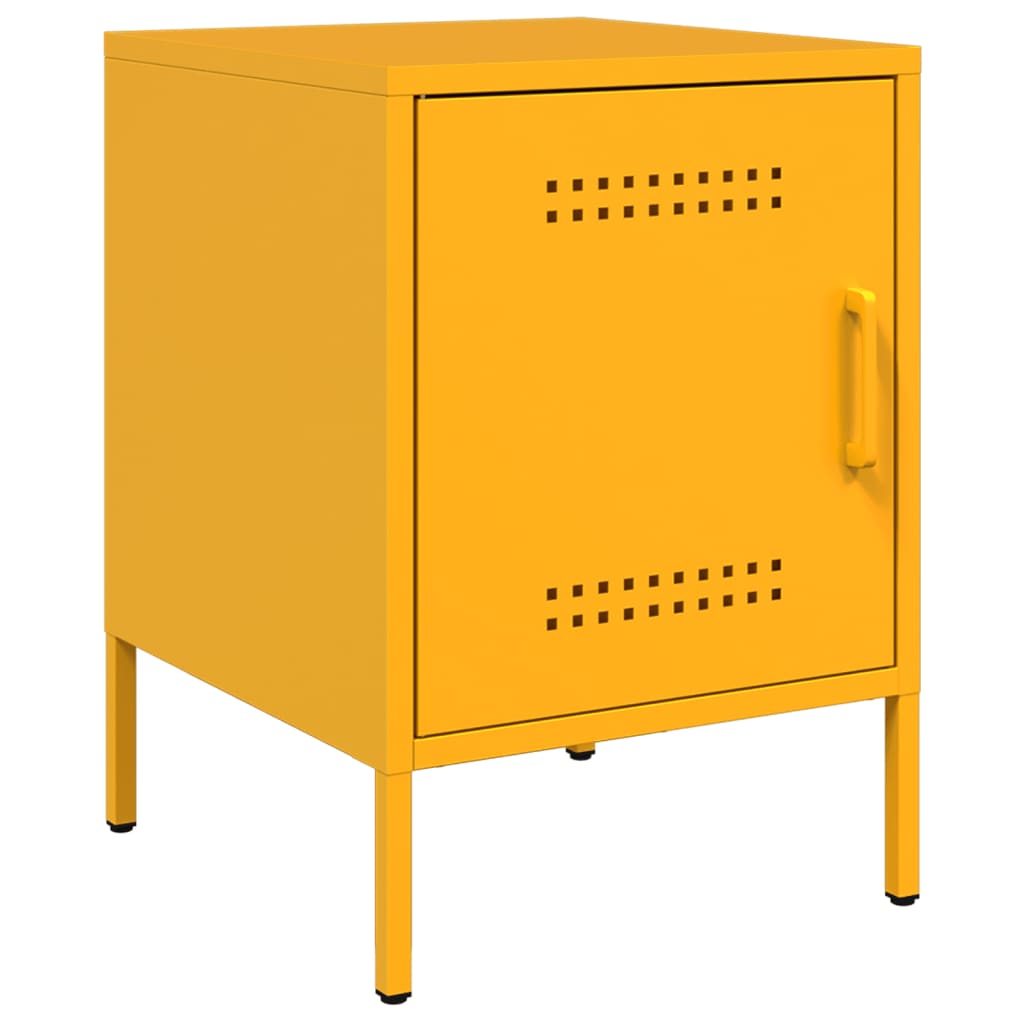 Mustard Yellow Steel Bedside Cabinet 36x39x50.5 cm