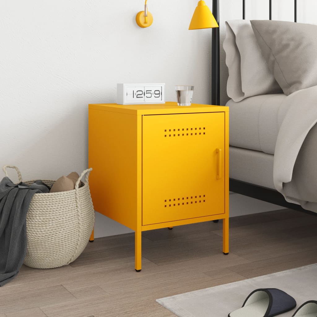 Mustard Yellow Steel Bedside Cabinet 36x39x50.5 cm