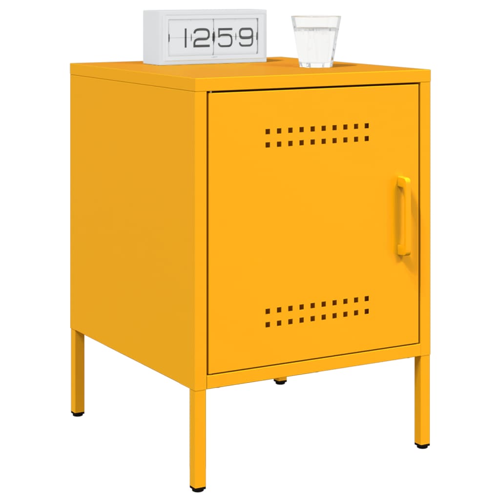 Mustard Yellow Steel Bedside Cabinet 36x39x50.5 cm
