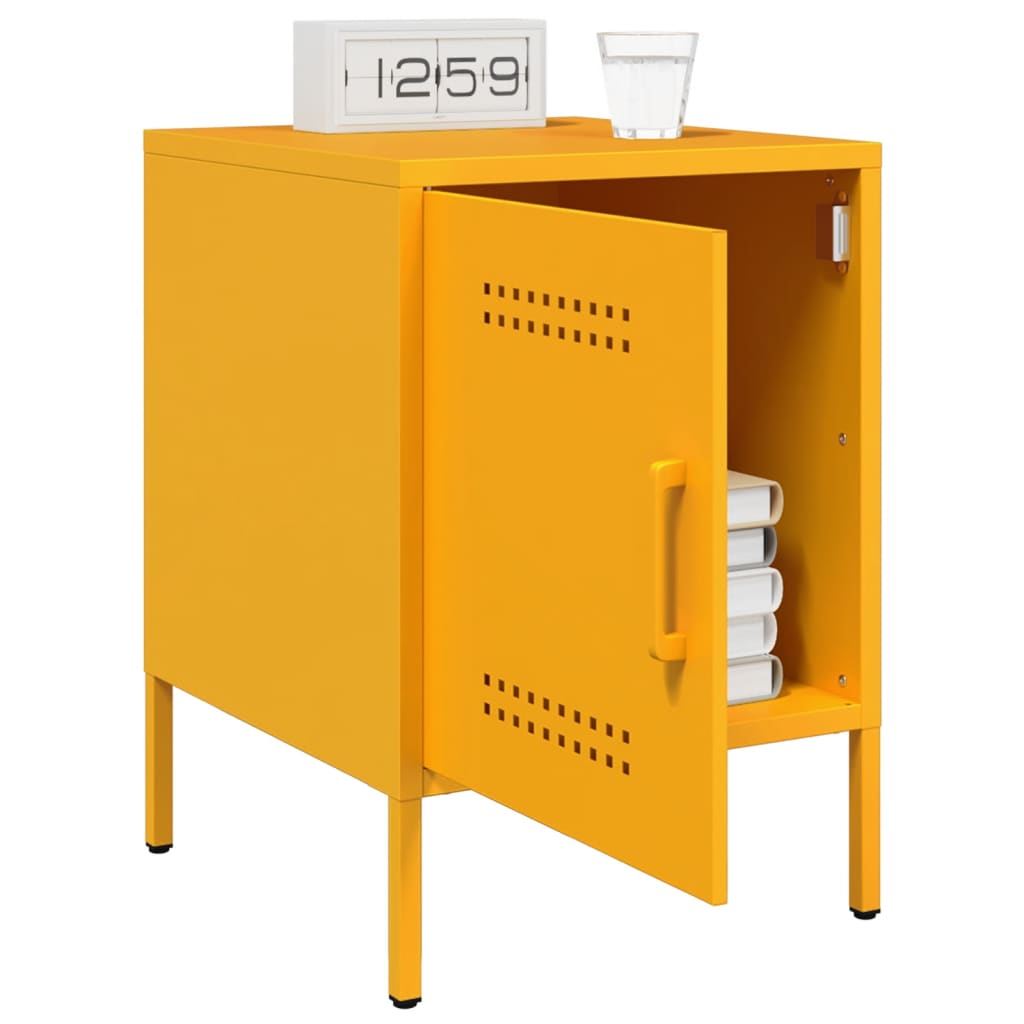 Mustard Yellow Steel Bedside Cabinet 36x39x50.5 cm