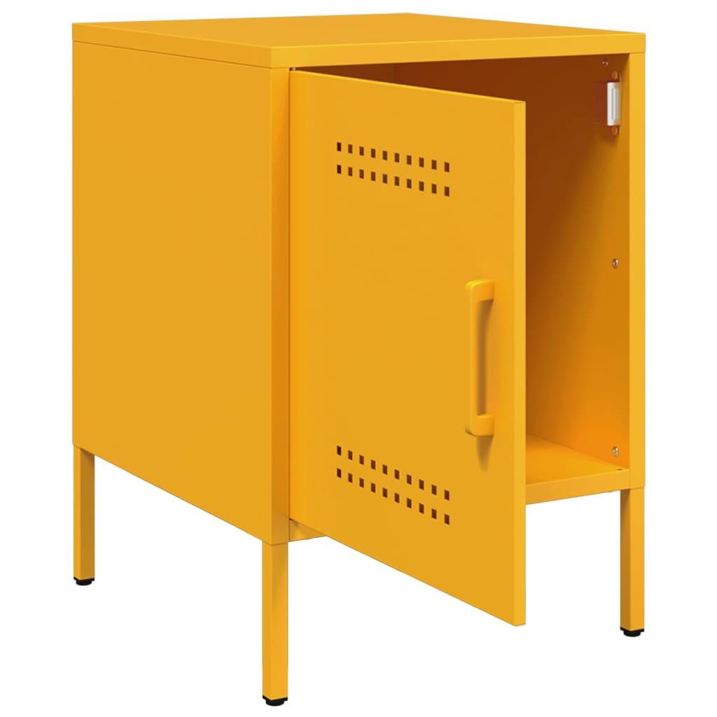 Mustard Yellow Steel Bedside Cabinet 36x39x50.5 cm