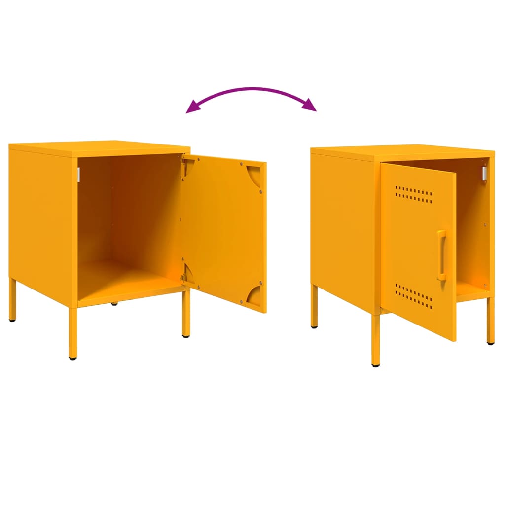 Mustard Yellow Steel Bedside Cabinet 36x39x50.5 cm
