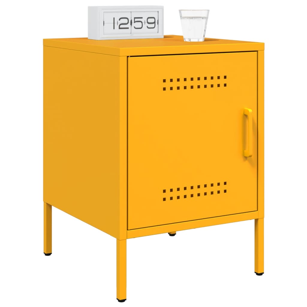 Set of 2 Mustard Yellow Steel Bedside Cabinets 36x39x50.5 cm