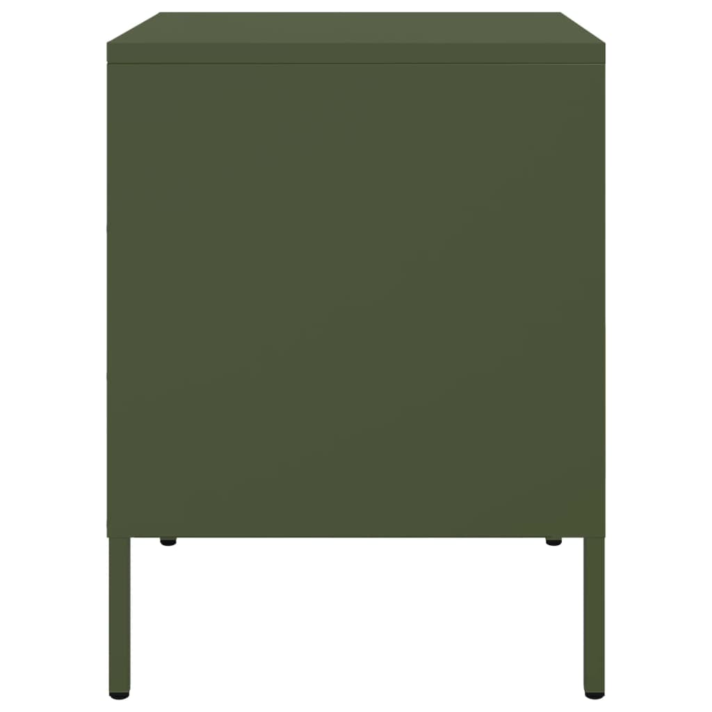 Olive Green Steel Bedside Cabinet - 36x39x50.5 cm
