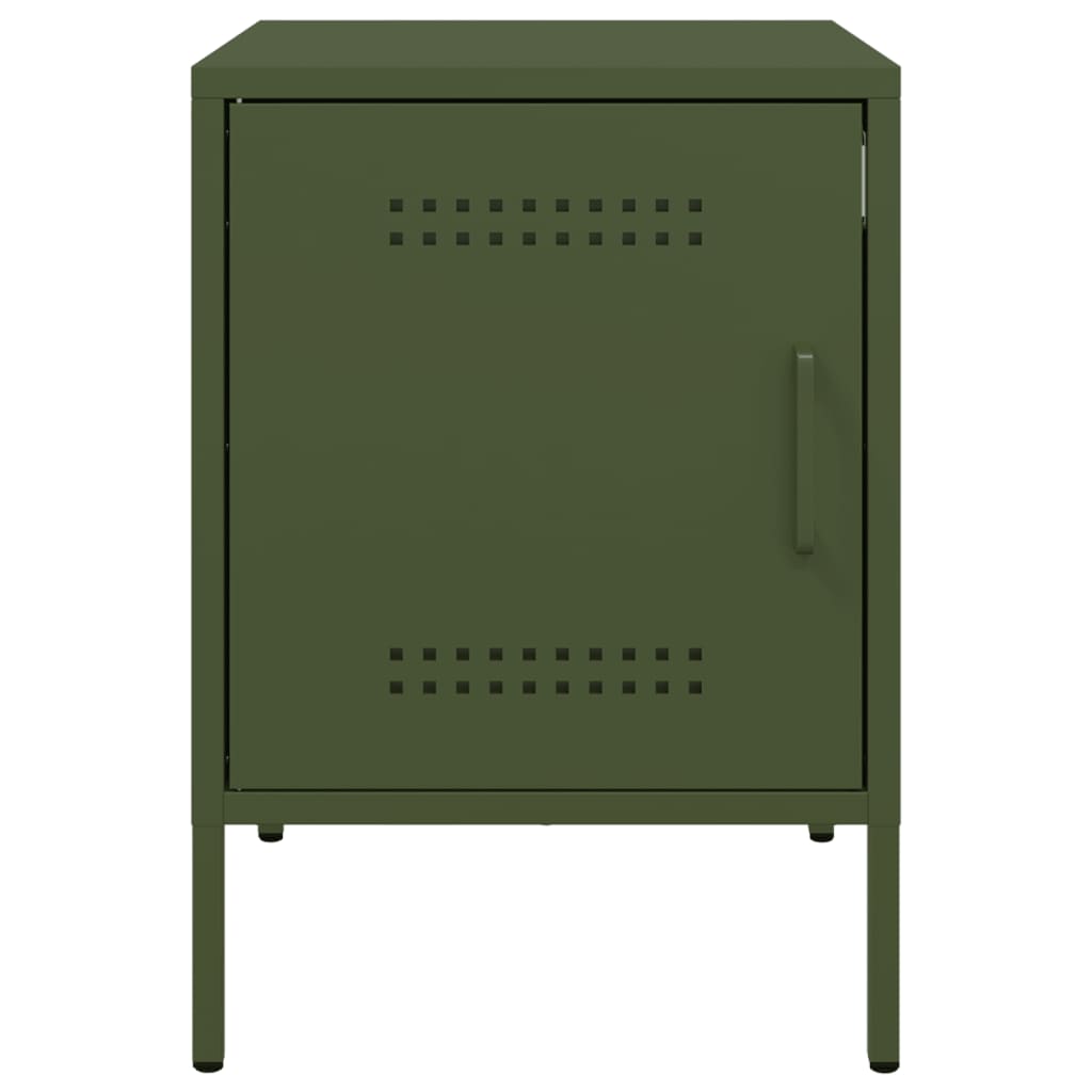 Olive Green Steel Bedside Cabinets - Set of 2, 36x39x50.5 cm