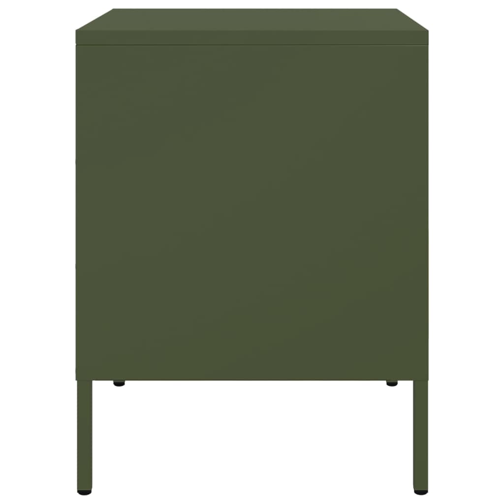Olive Green Steel Bedside Cabinets - Set of 2, 36x39x50.5 cm