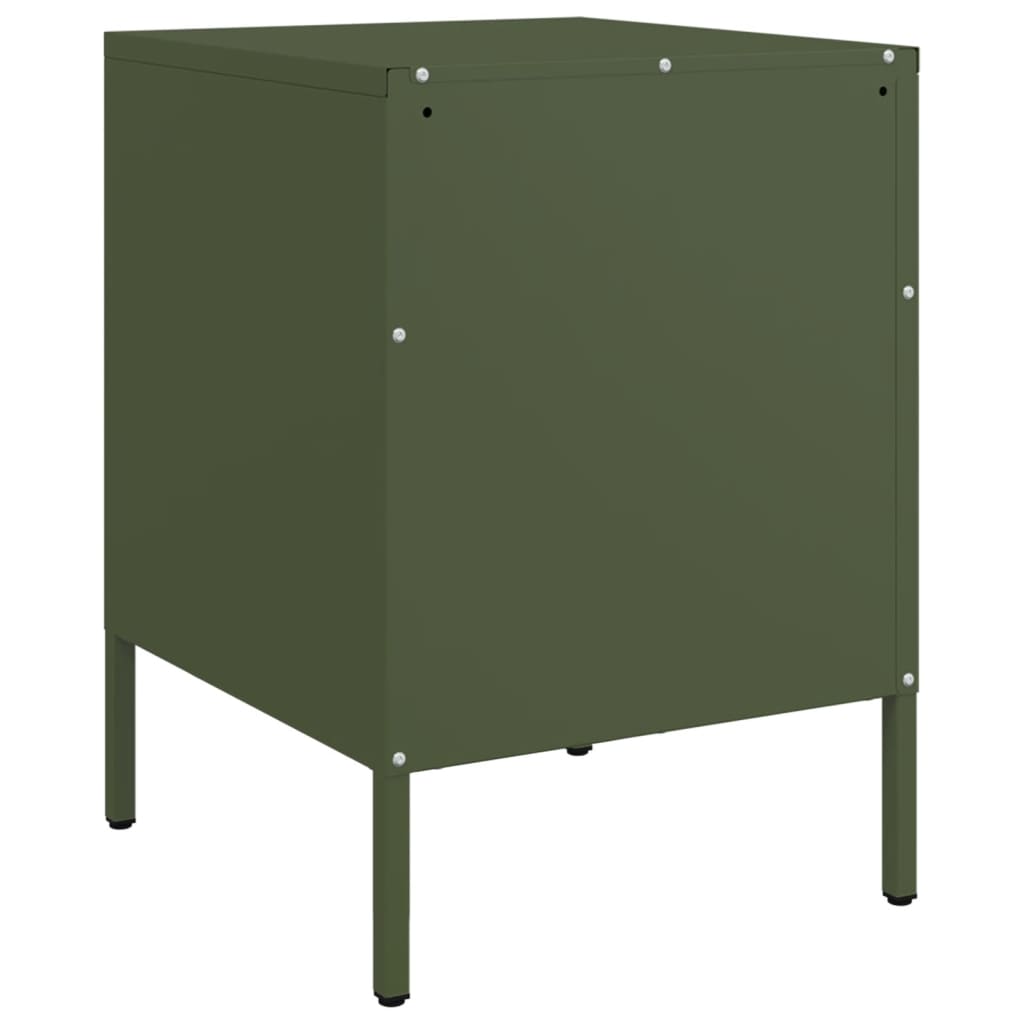 Olive Green Steel Bedside Cabinets - Set of 2, 36x39x50.5 cm