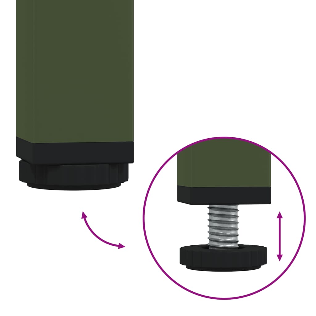 Olive Green Steel Bedside Cabinets - Set of 2, 36x39x50.5 cm