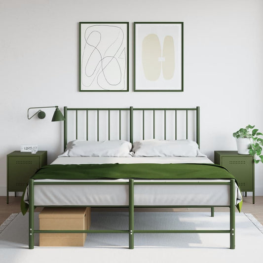 Olive Green Steel Bedside Cabinets - Set of 2, 36x39x50.5 cm