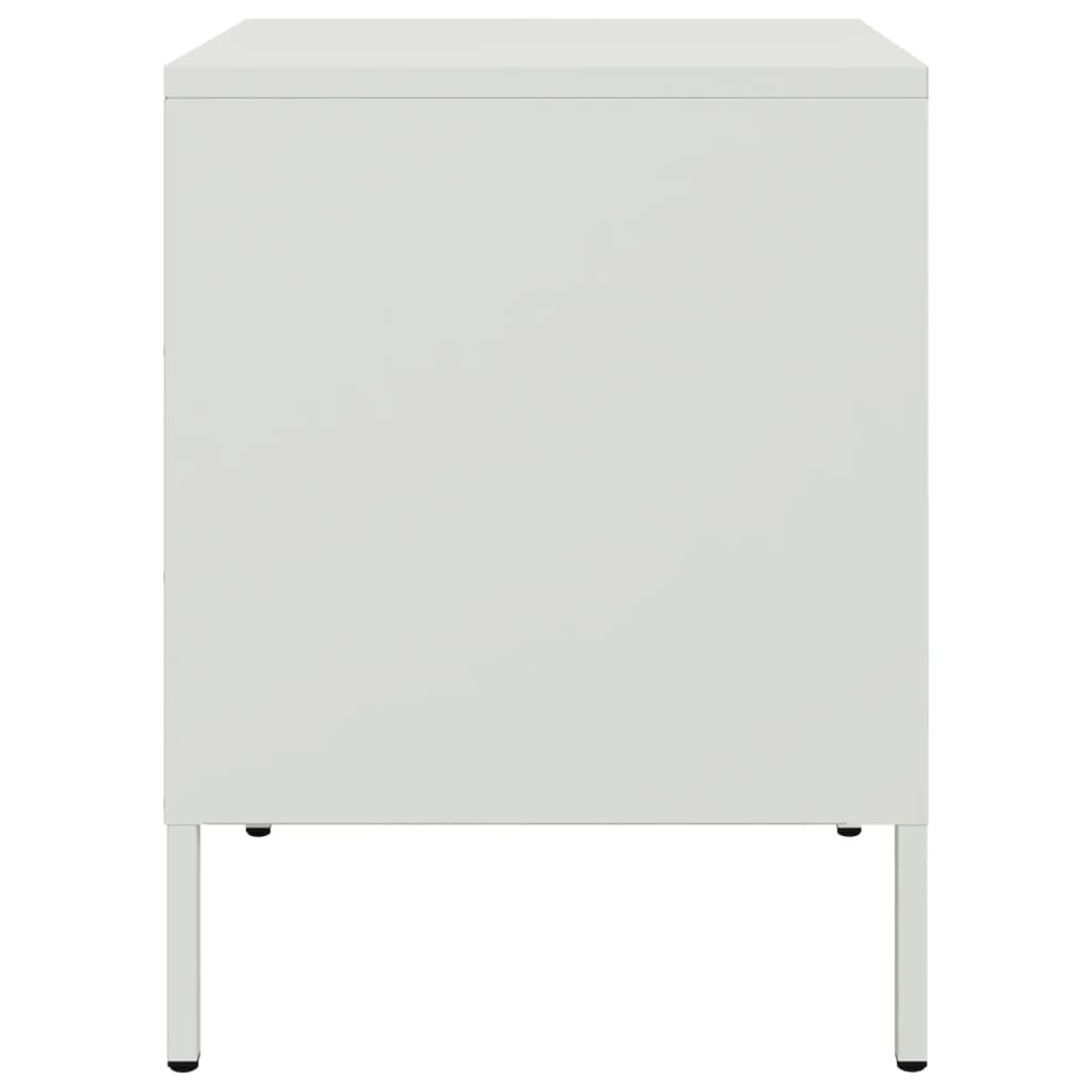 Sleek White Steel Bedside Cabinet 36x39x50.5 cm