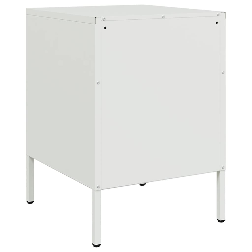 Sleek White Steel Bedside Cabinet 36x39x50.5 cm