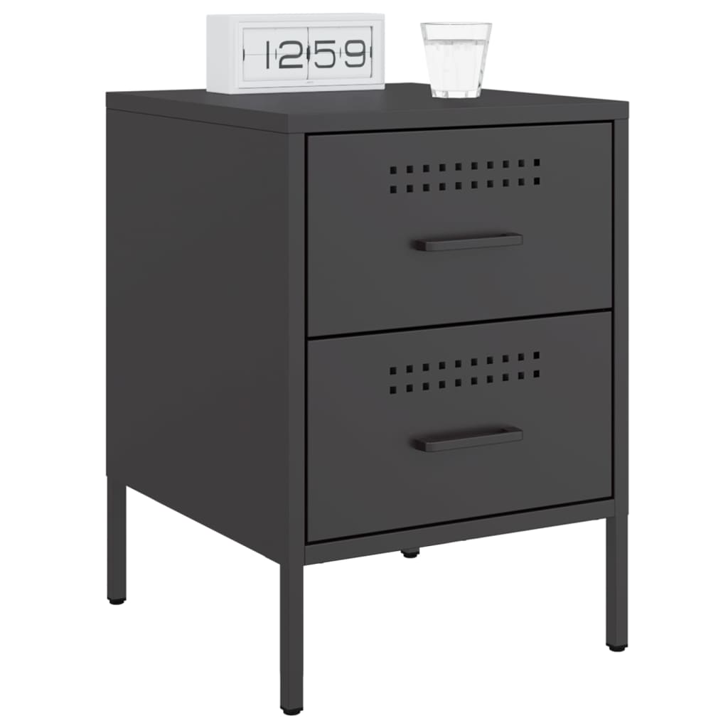 Black Steel Bedside Cabinets 2pcs 36x39x50.5 cm Elegant & Durable