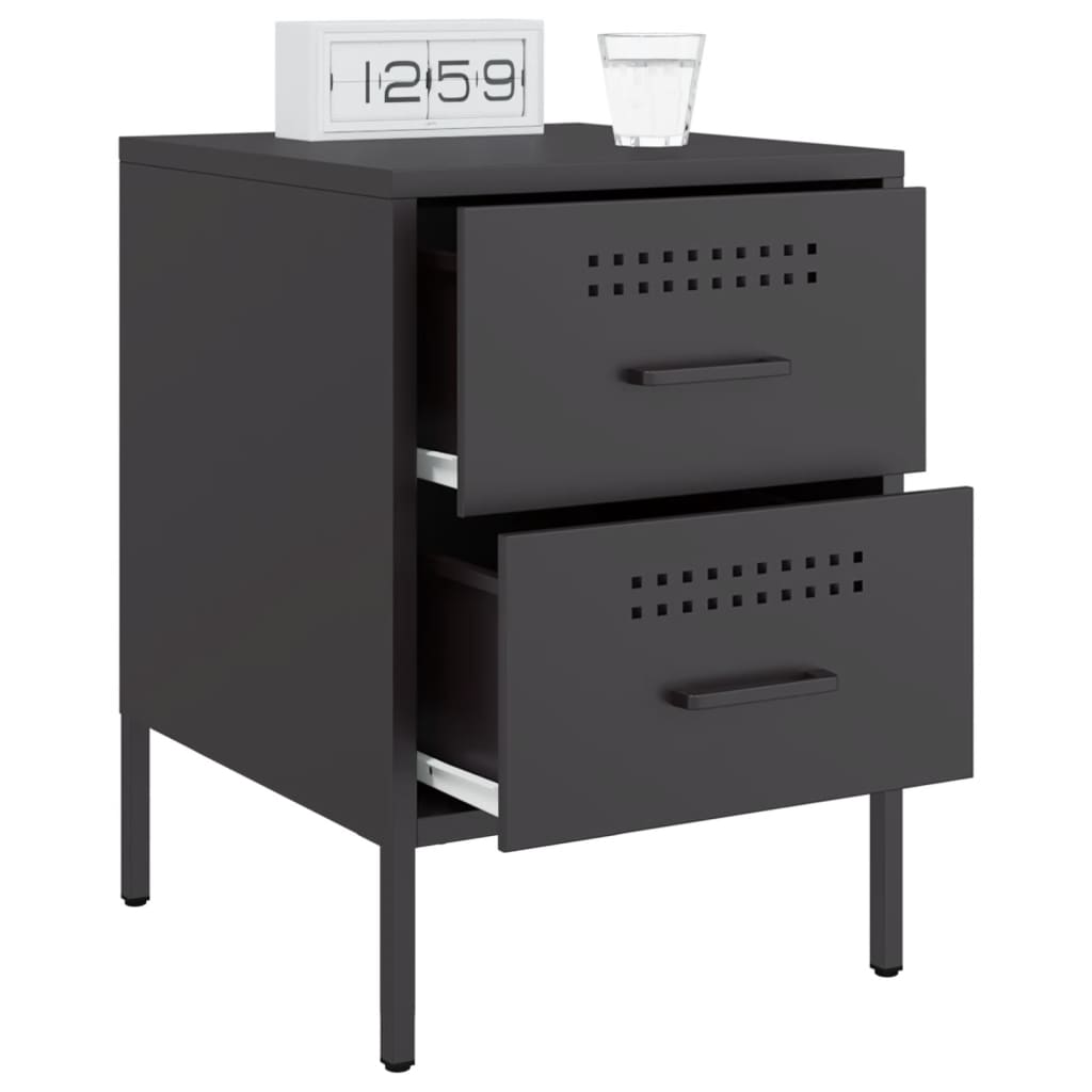 Black Steel Bedside Cabinets 2pcs 36x39x50.5 cm Elegant & Durable