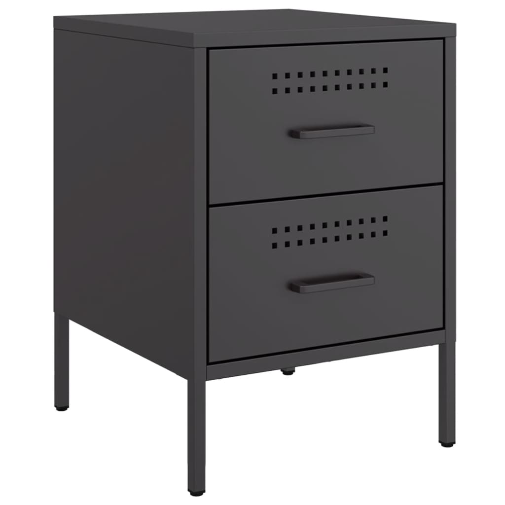 Black Steel Bedside Cabinets 2pcs 36x39x50.5 cm Elegant & Durable