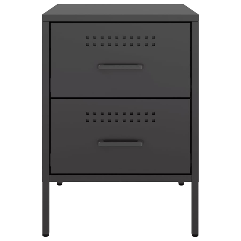 Black Steel Bedside Cabinets 2pcs 36x39x50.5 cm Elegant & Durable