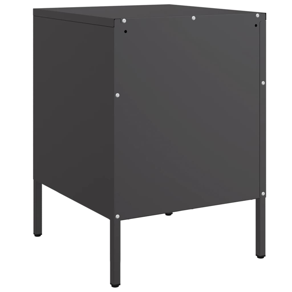 Black Steel Bedside Cabinets 2pcs 36x39x50.5 cm Elegant & Durable