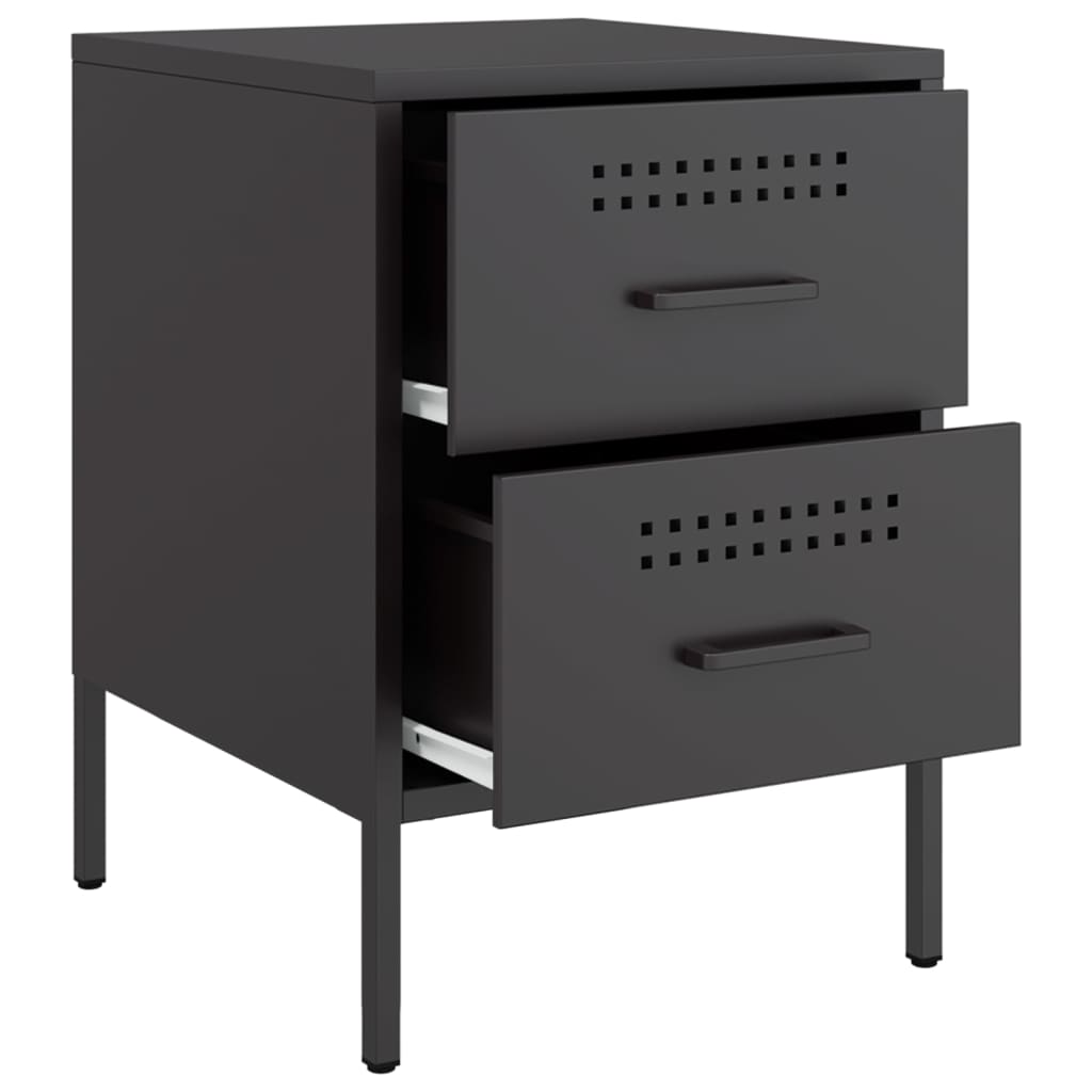 Black Steel Bedside Cabinets 2pcs 36x39x50.5 cm Elegant & Durable