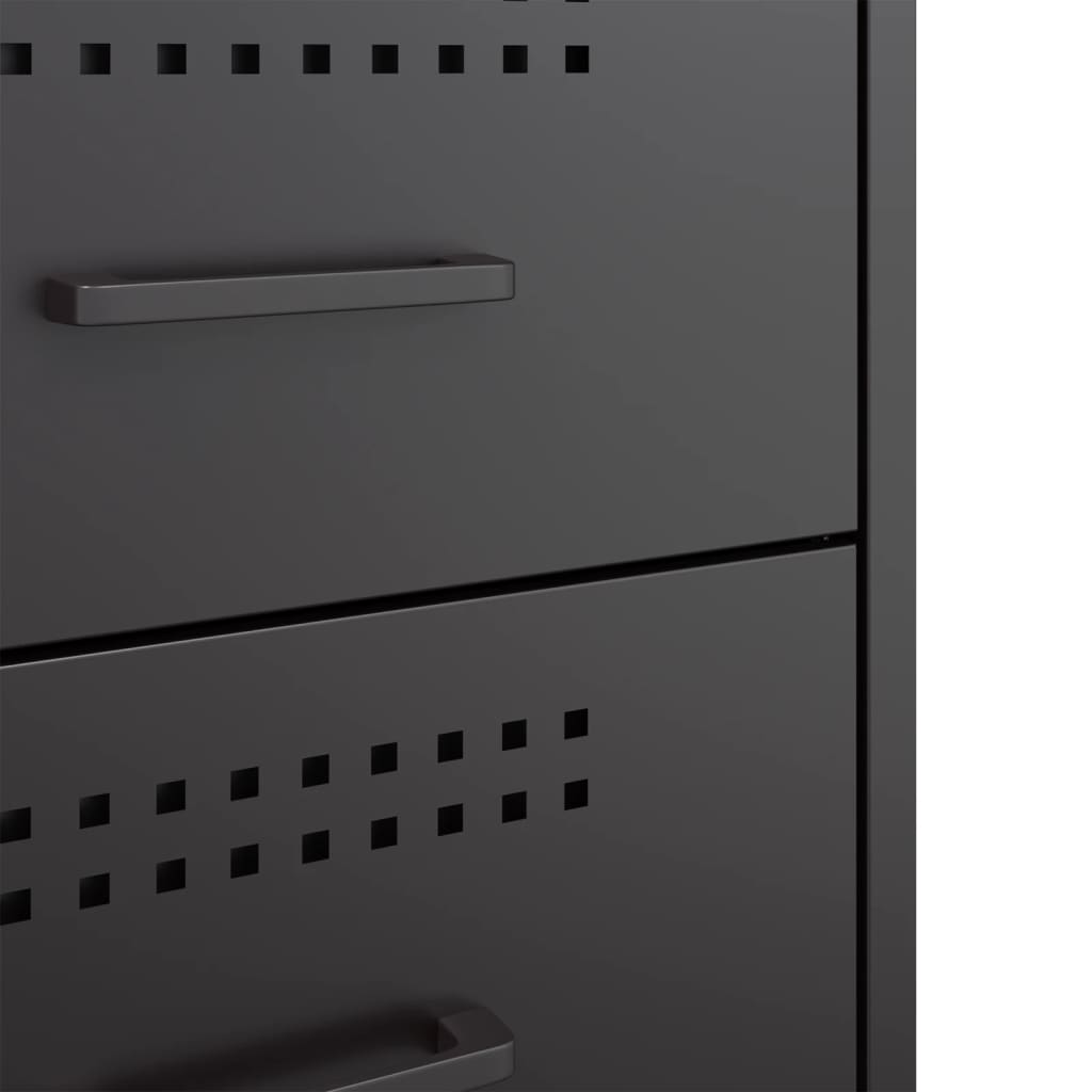 Black Steel Bedside Cabinets 2pcs 36x39x50.5 cm Elegant & Durable