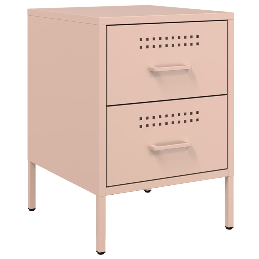 Pink Steel Bedside Cabinet - 36x39x50.5 cm - Durable & Stylish