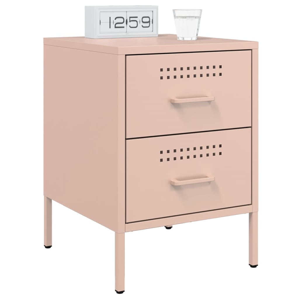 Pink Steel Bedside Cabinet - 36x39x50.5 cm - Durable & Stylish