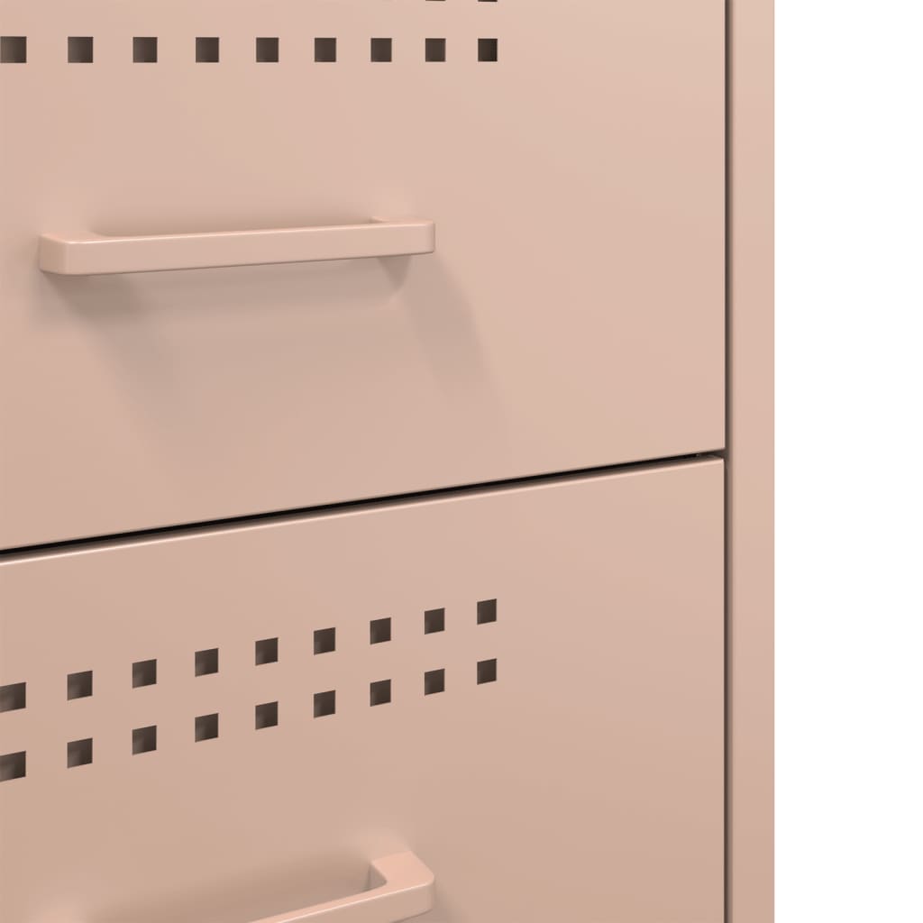Pink Steel Bedside Cabinet - 36x39x50.5 cm - Durable & Stylish
