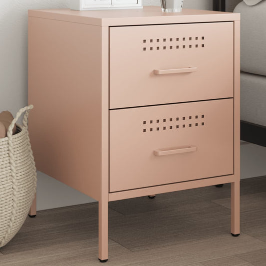 Pink Steel Bedside Cabinet - 36x39x50.5 cm - Durable & Stylish
