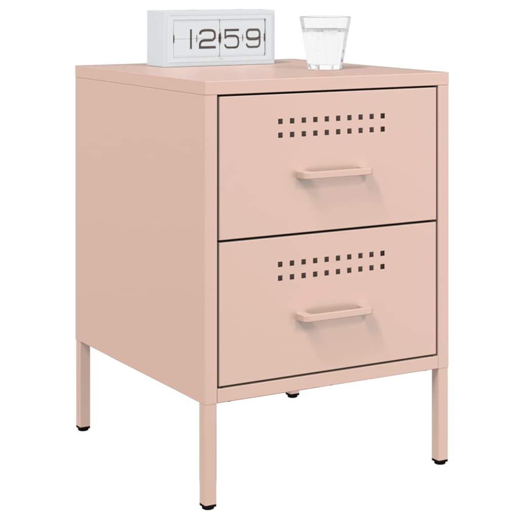 Pink Steel Bedside Cabinets Set of 2 - 36x39x50.5 cm
